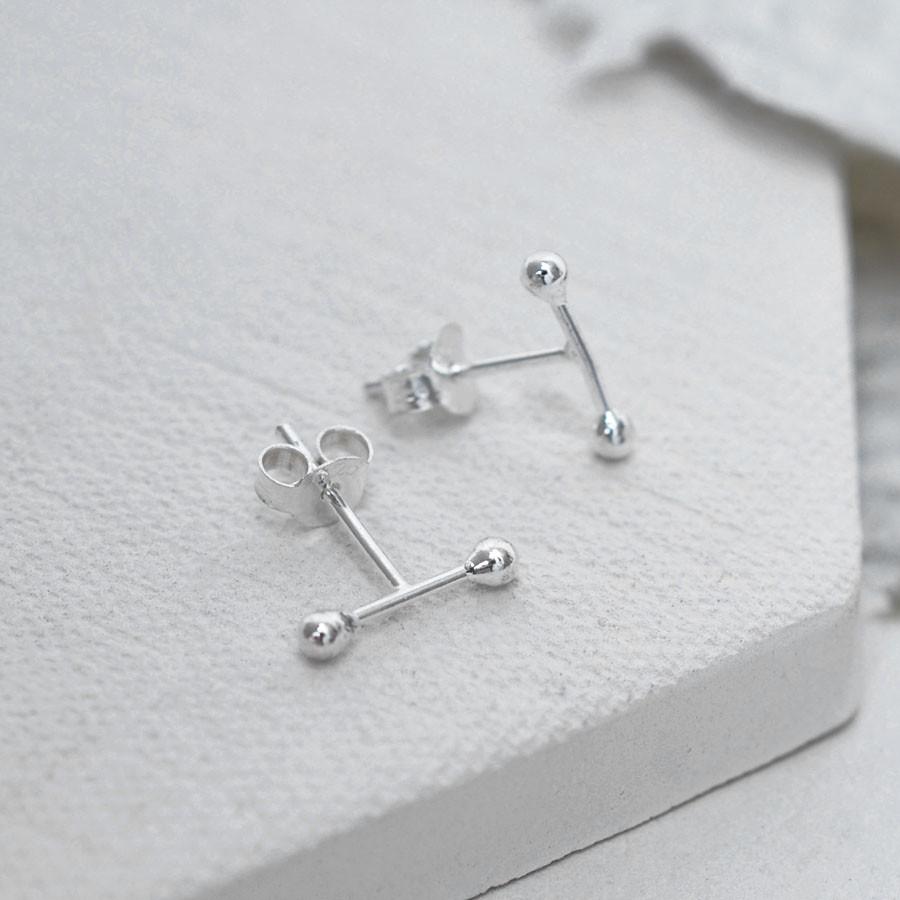 Sterling Silver Petite Bar Stud Earrings