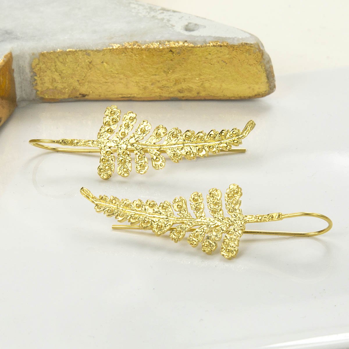 Sterling Silver Fern Drop Earrings