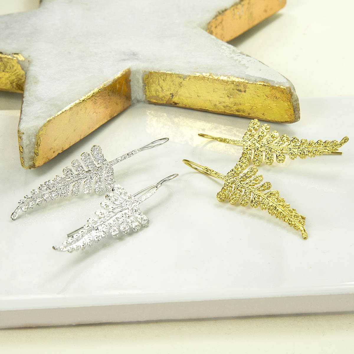 Sterling Silver Fern Drop Earrings