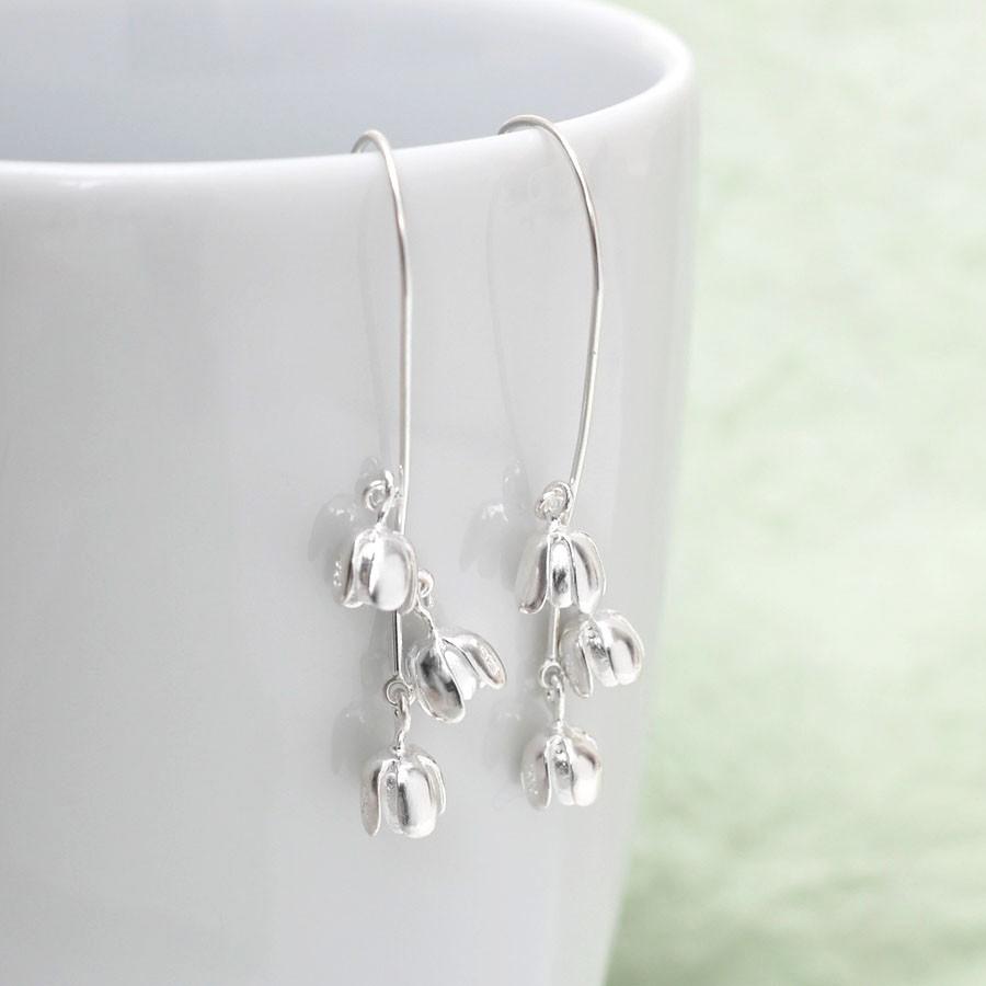 Sterling Silver Drop Blossom Bells Earrings