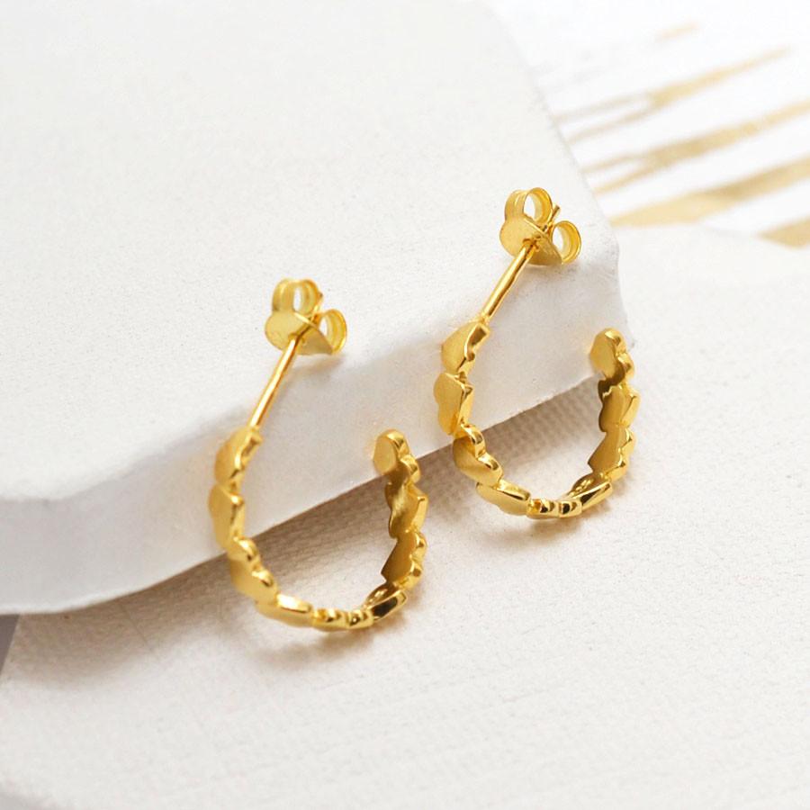 Gold Plated Sterling Silver Love Hoops