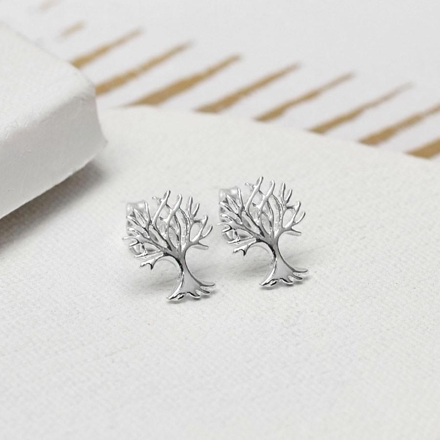 Sterling Silver Tree Stud Earrings