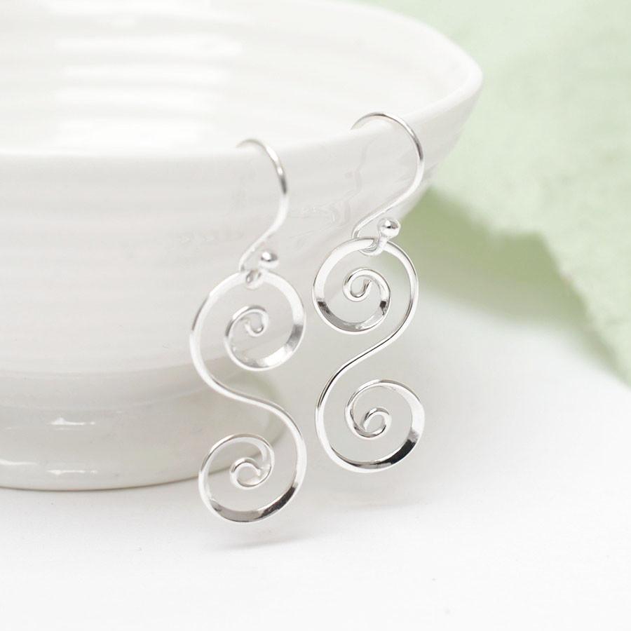 Sterling Silver Spiral S Dangly Earrings