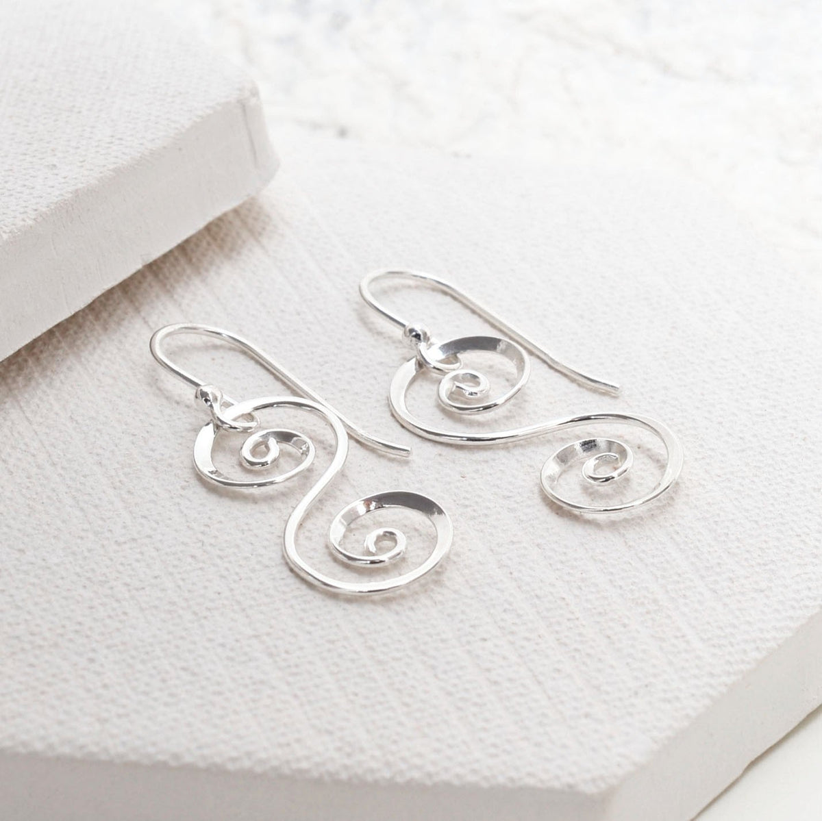 Sterling Silver Spiral S Dangly Earrings