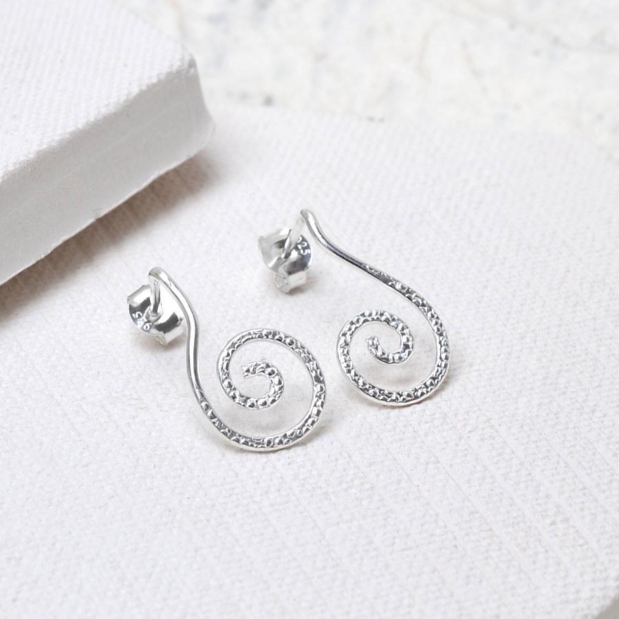 Sterling Silver Spiral Stud Drop Earrings