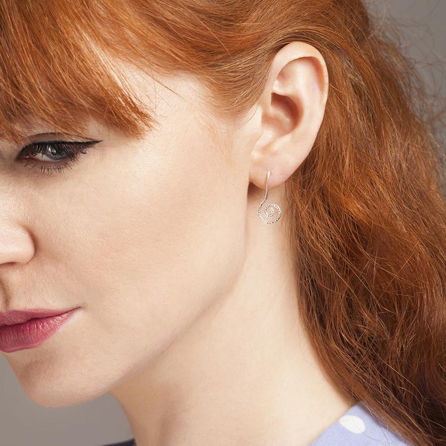 Sterling Silver Spiral Stud Drop Earrings