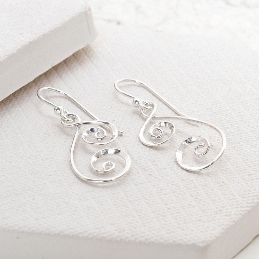 Sterling Silver Dangly Spiral Tears Earrings