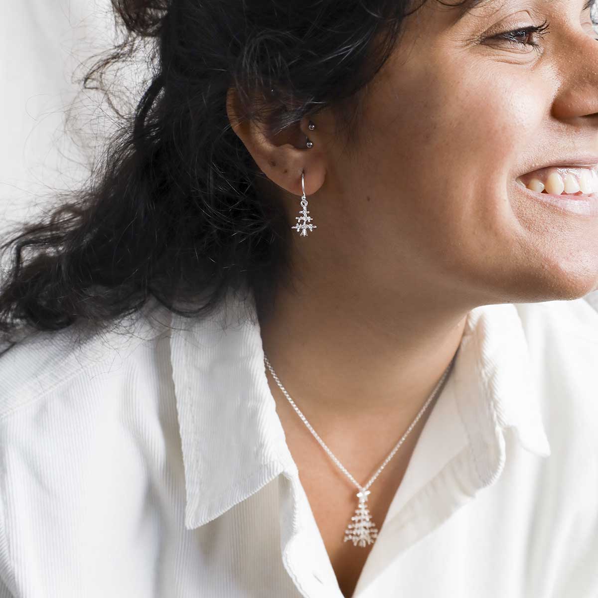 Sterling Silver Christmas Tree Necklace
