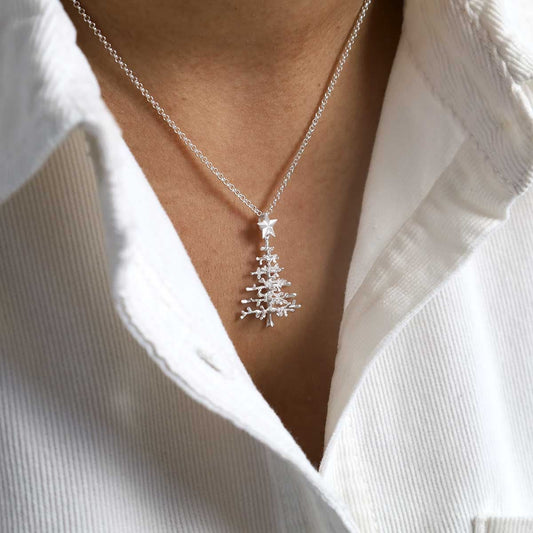 MB066P STERLING SILVER CHRISTMAS TREE NECKLACE MODEL min