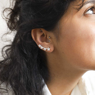 MB212 STERLING SILVER BLOOMING EAR CLIMBERS MODEL min