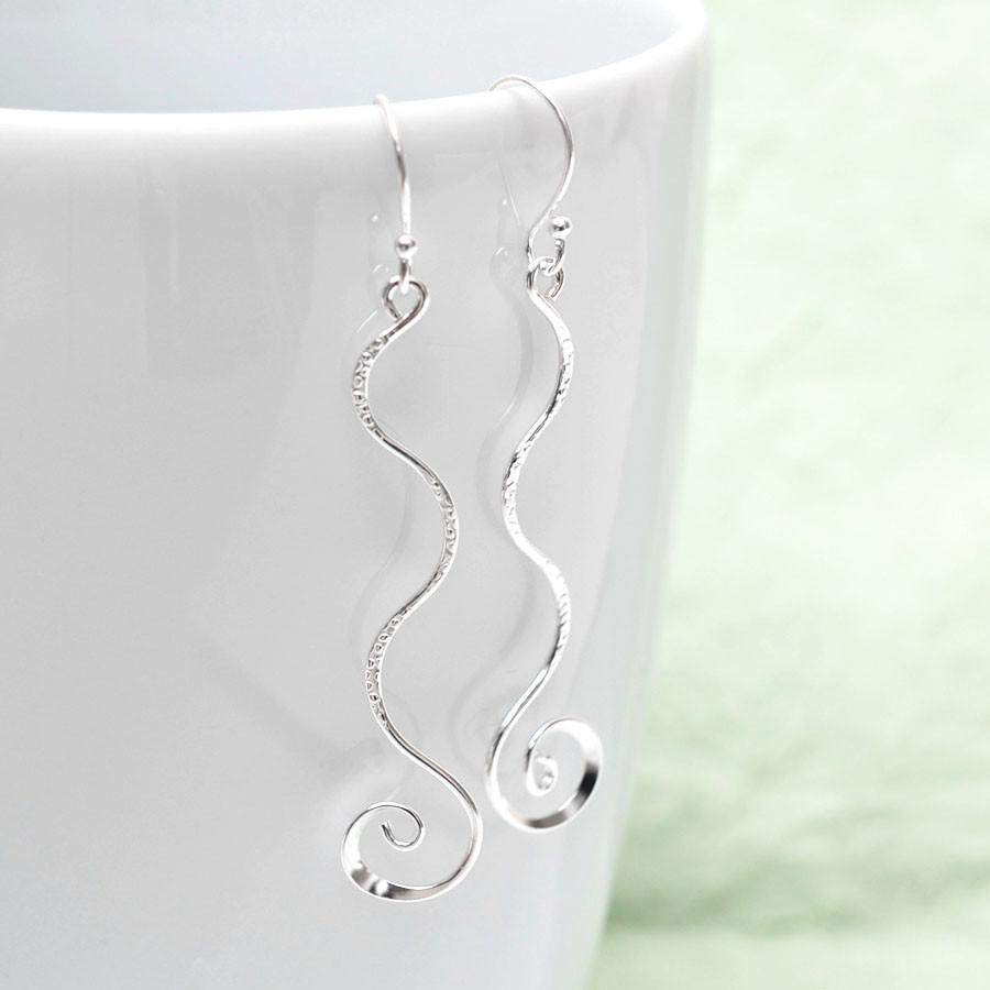 Sterling Silver Dangly Enchanted Ribbon Earrings