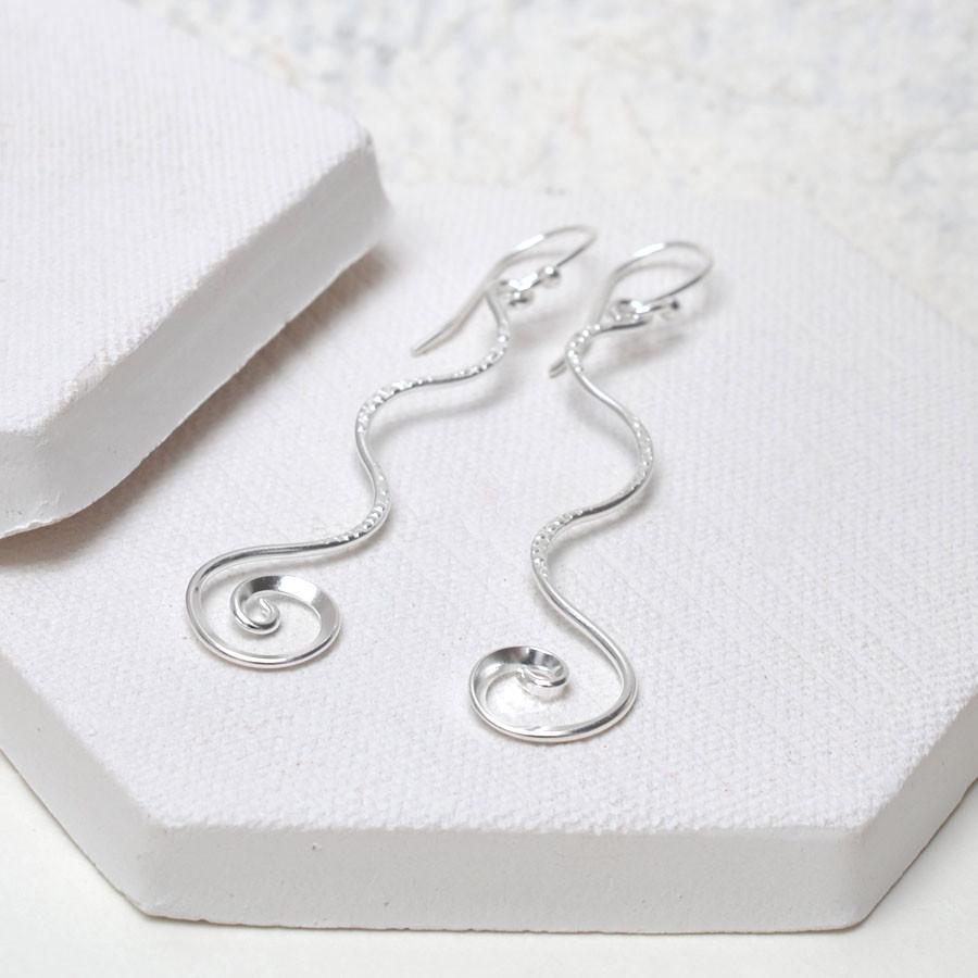 Sterling Silver Dangly Enchanted Ribbon Earrings