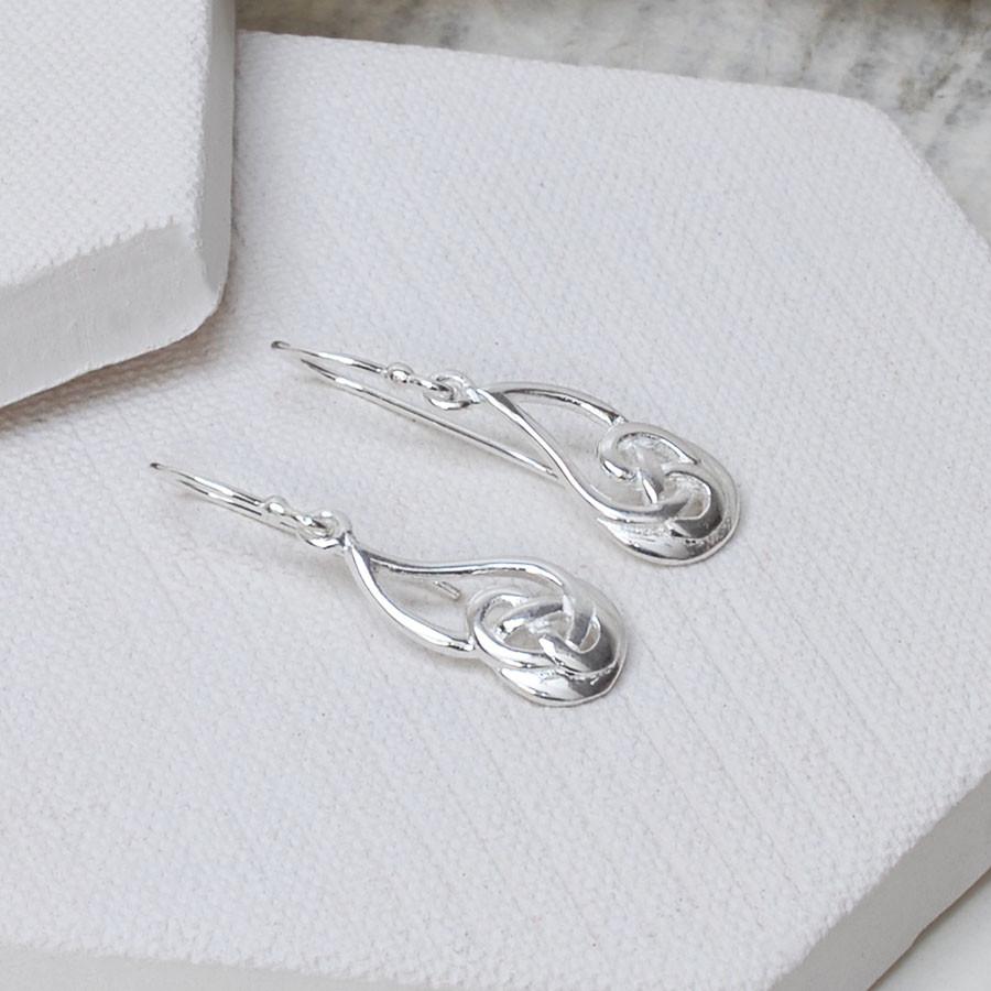 Sterling Silver Dangly Celtic Flame Earrings