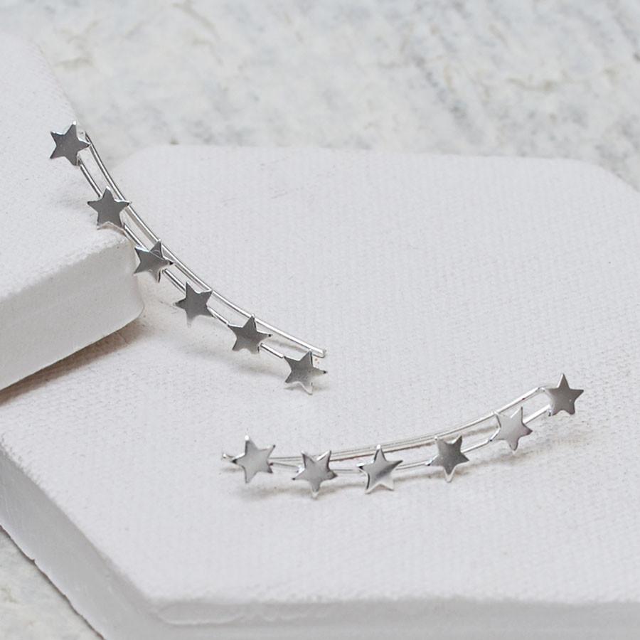 Sterling Silver Six Star Ear Climbers