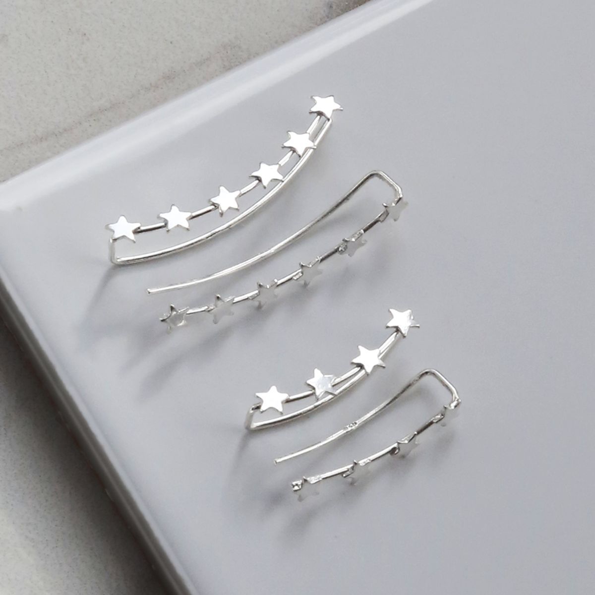 Sterling Silver Four Star Ear Climbers