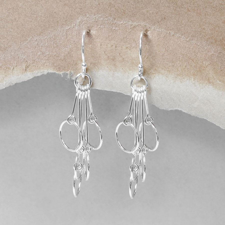 Sterling Silver Cascading Dangly Circles Earrings