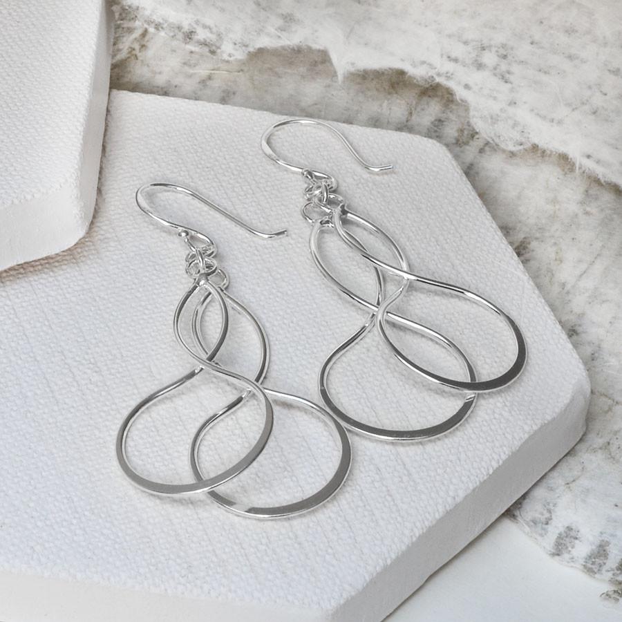 Sterling Silver Dangly Double Loop Earrings