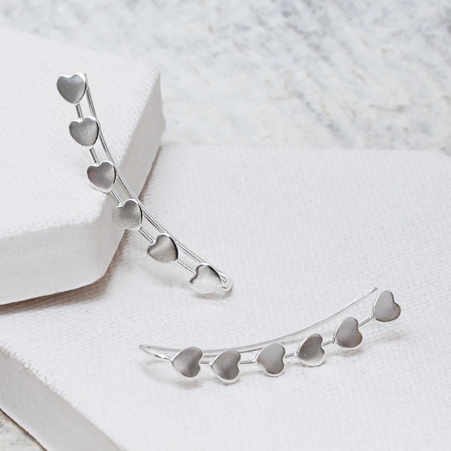 Sterling Silver Heart Ear Climbers
