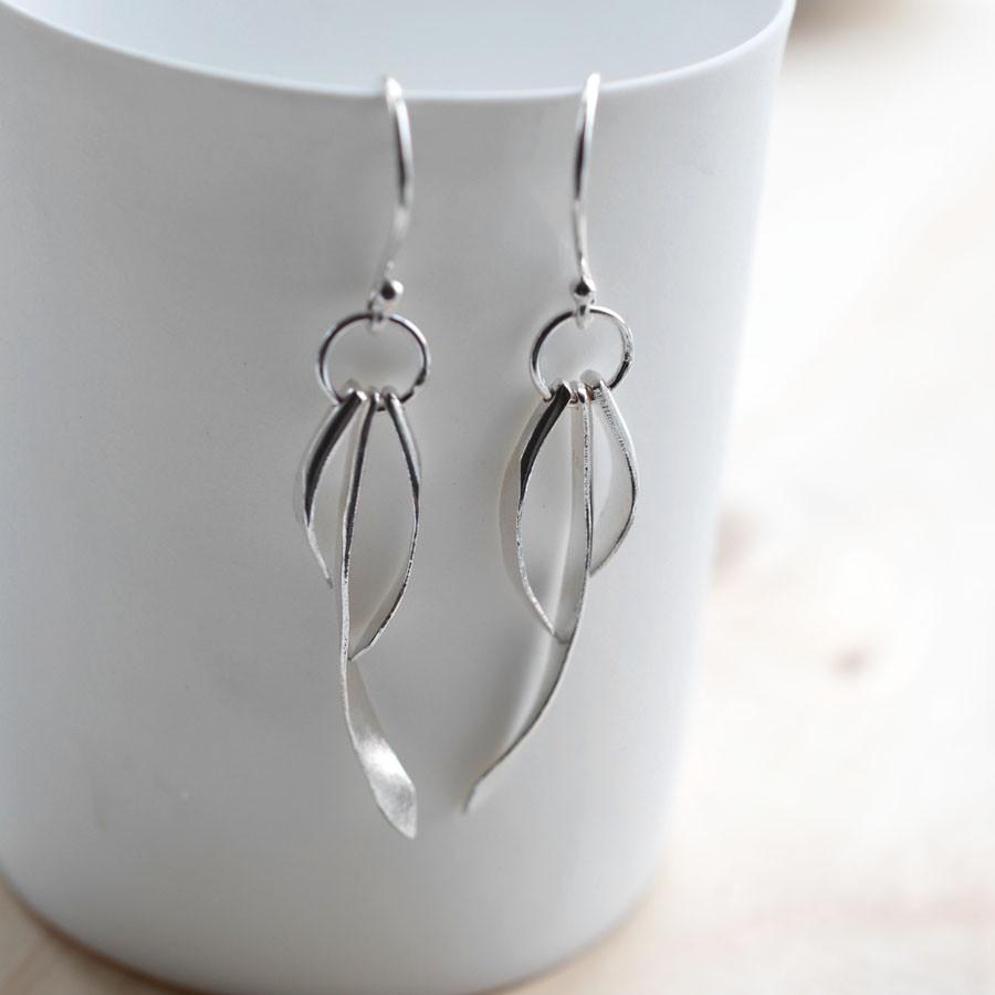 Sterling Silver Urban Ribbon Dangly Earrings