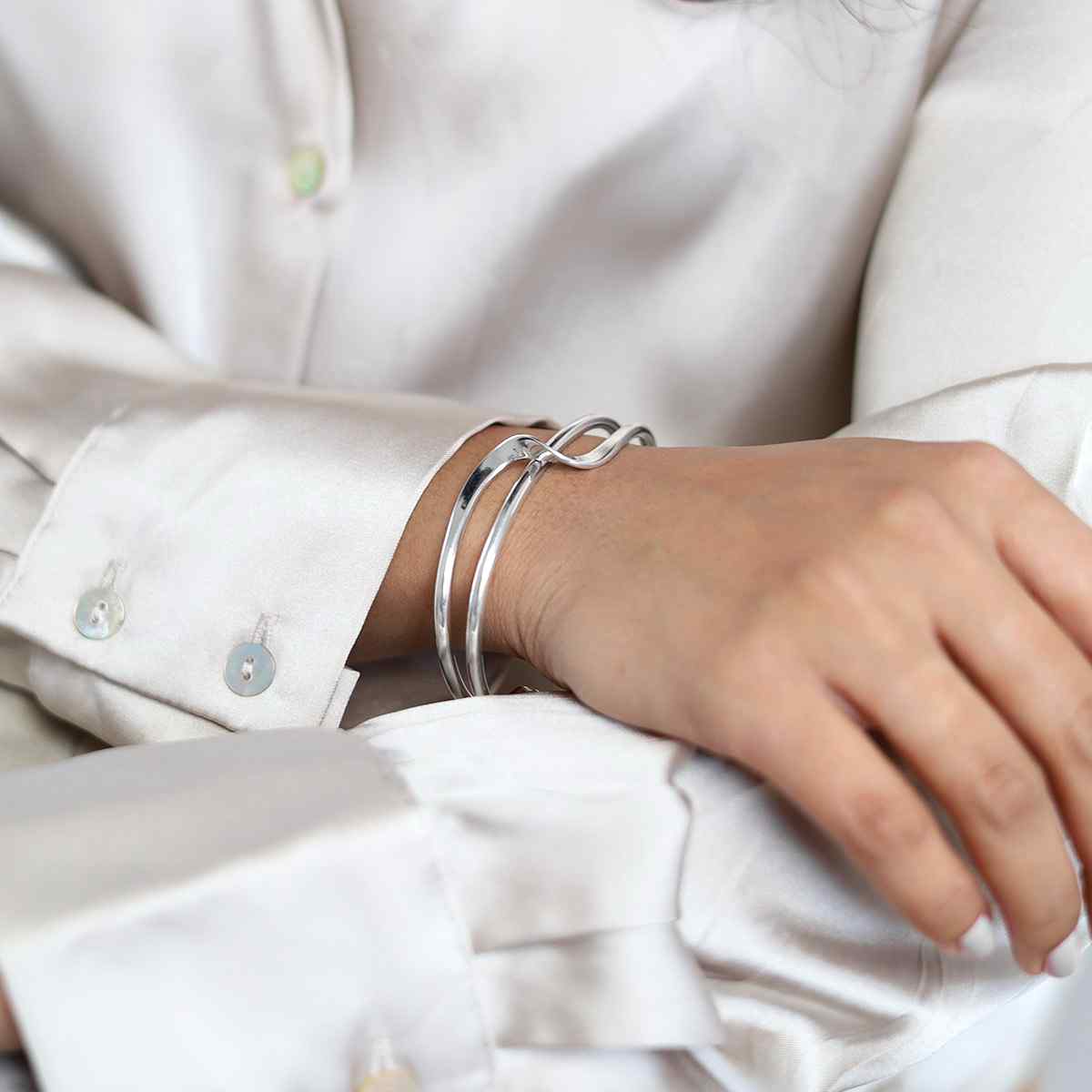 Sterling Silver Journey Cuff Bangle