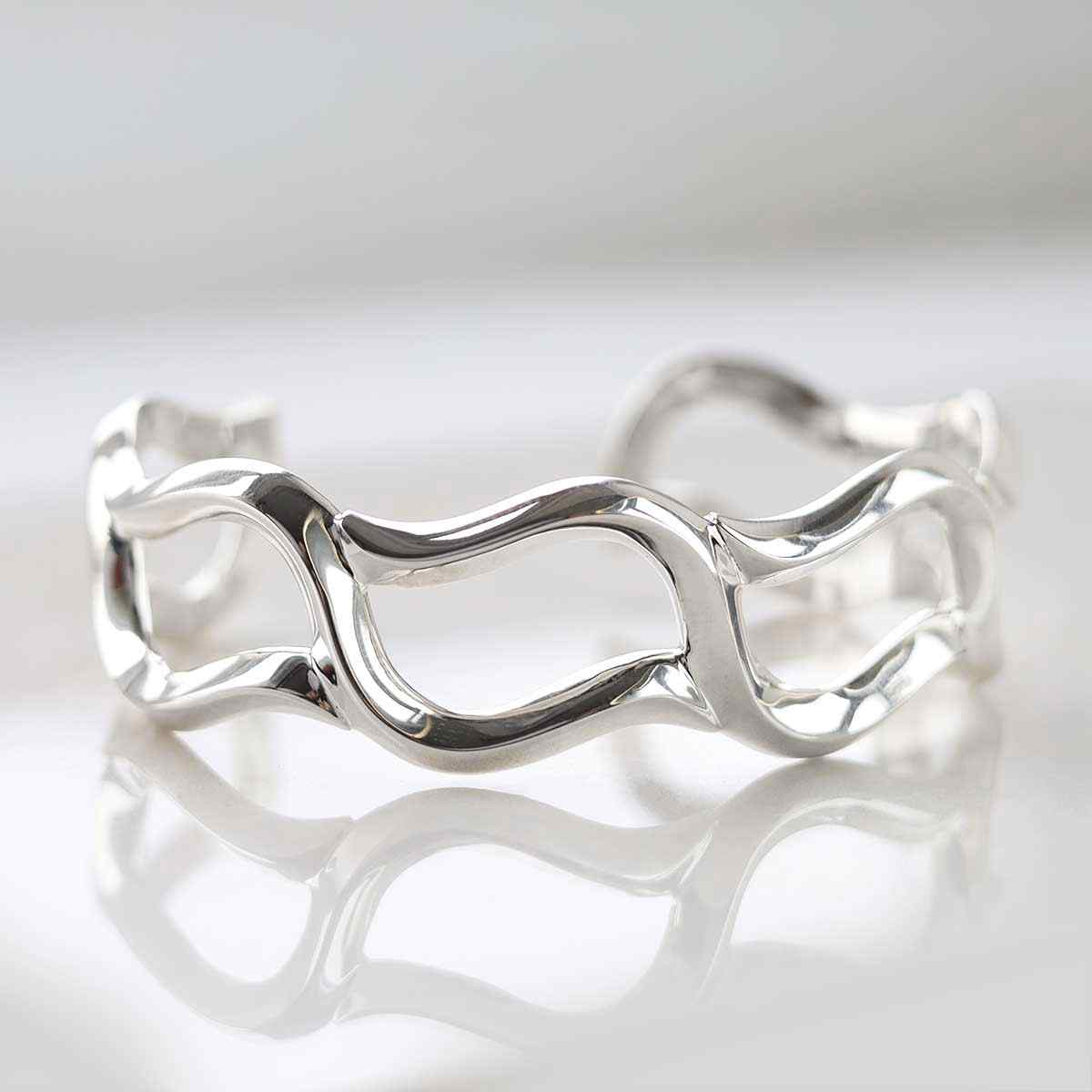 Sterling Silver Warped Bangle