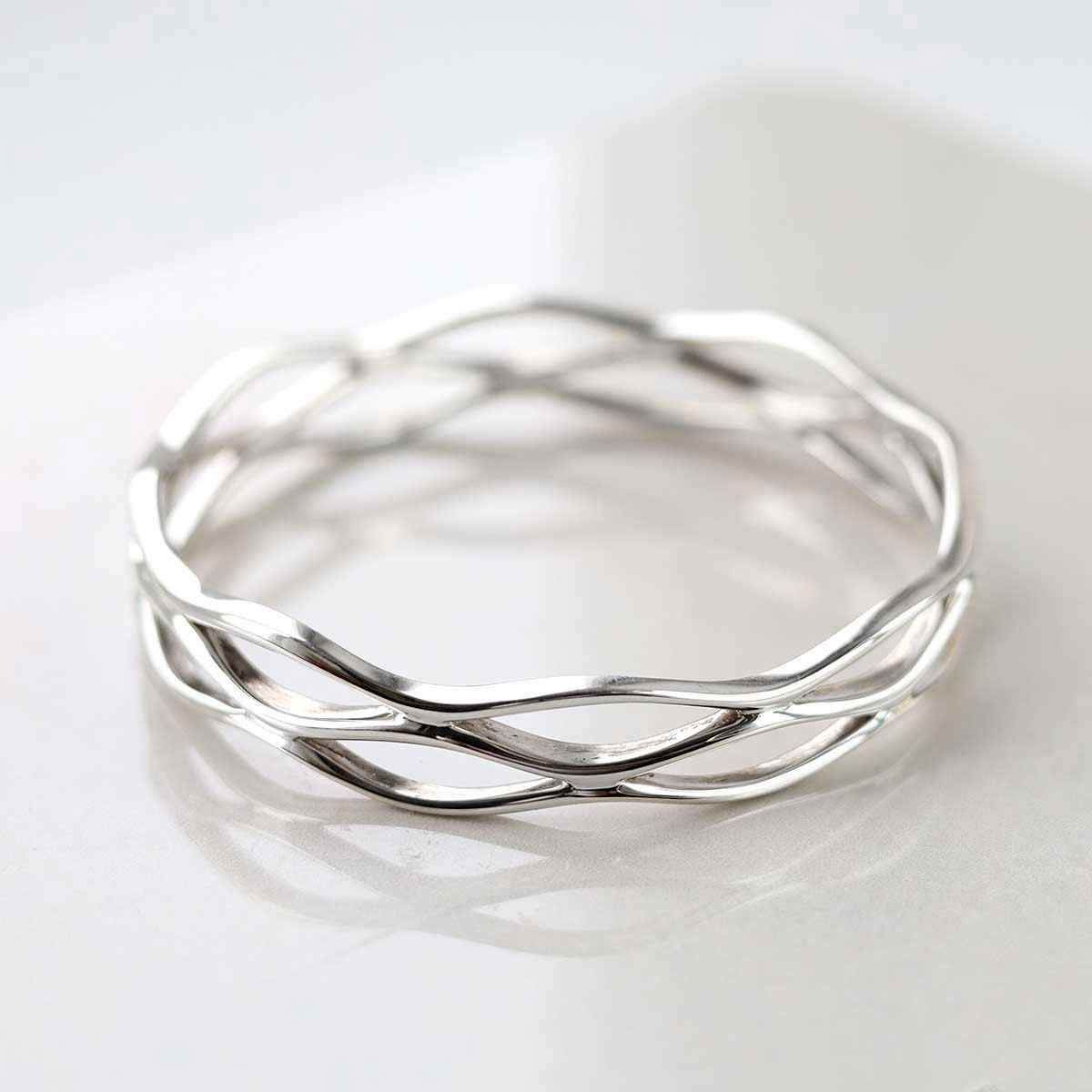 Sterling Silver Lattice Bangle