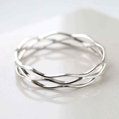 MP06 STERLING SILVER LATTICE BANGLE 2