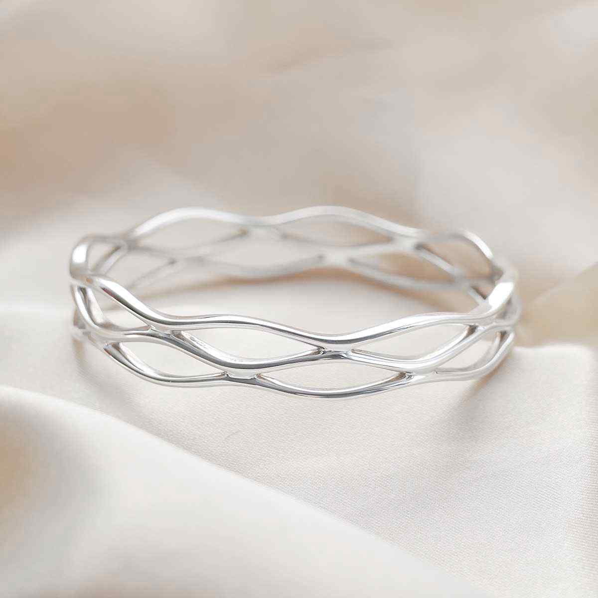 Sterling Silver Lattice Bangle