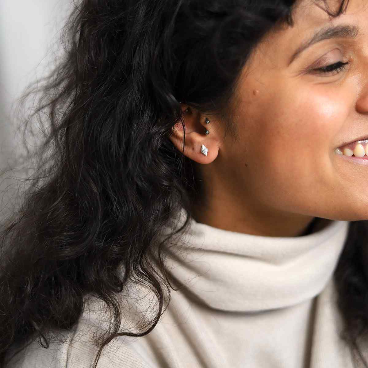 Sterling Silver Cubic Zirconia Wire Stud Earrings