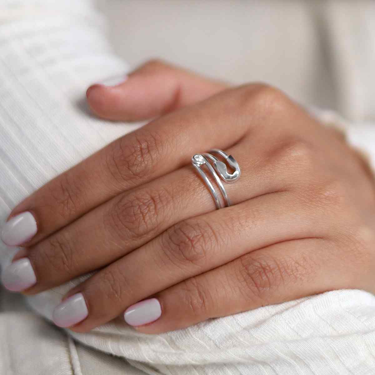 Sterling Silver Adjustable Safety Pin Ring