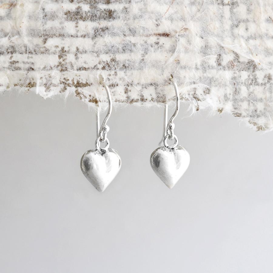 Sterling Silver Dangly Love Heart Earrings