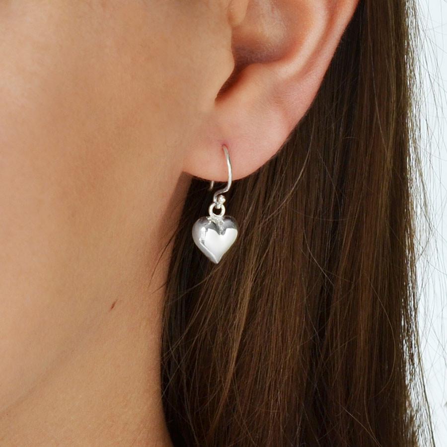 Sterling Silver Dangly Love Heart Earrings