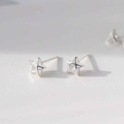 ML778 STERLING SILVER CUBIC ZIRCONIA STAR STUD EARRINGS 3