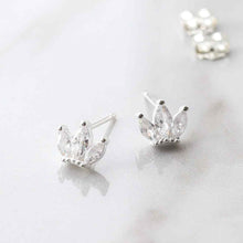 ML770 STERLING SILVER CUBIC ZIRCONIA CROWN STUD EARRINGS 2