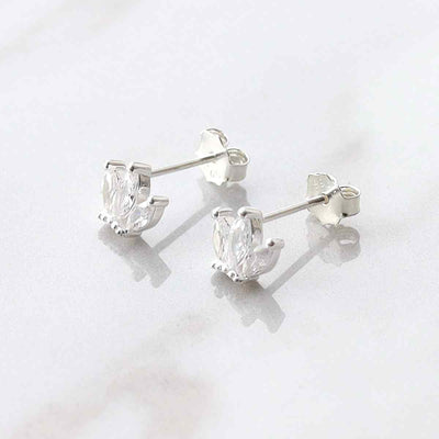 ML770 STERLING SILVER CUBIC ZIRCONIA CROWN STUD EARRINGS 3