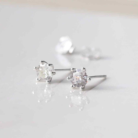 ML771 STERLING SILVER CUBIC ZIRCONIA STUD EARRINGS 2