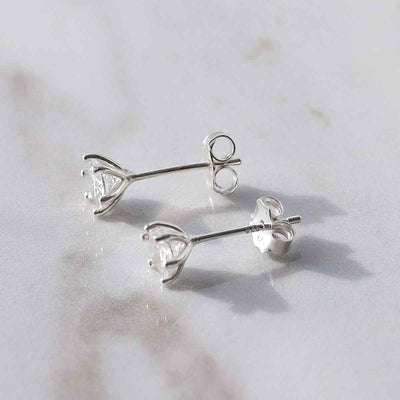 ML771 STERLING SILVER CUBIC ZIRCONIA STUD EARRINGS 3