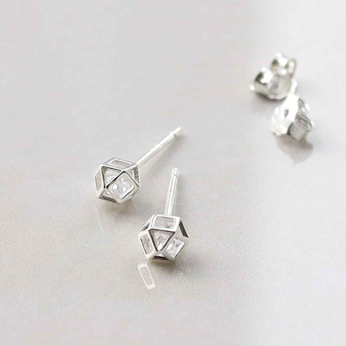 Sterling Silver Cubic Zirconia Prism Stud Earrings