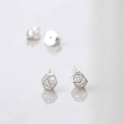 ML774 STERLING SILVER CUBIC ZIRCONIA PRISM STUD EARRINGS 2