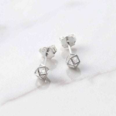 ML774 STERLING SILVER CUBIC ZIRCONIA PRISM STUD EARRINGS 3