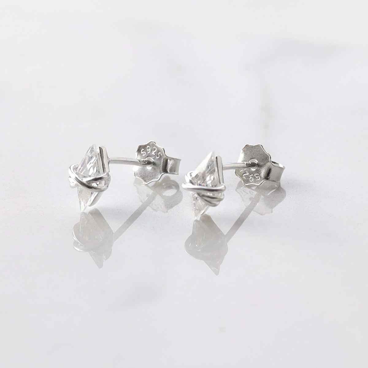 Sterling Silver Cubic Zirconia Wire Stud Earrings