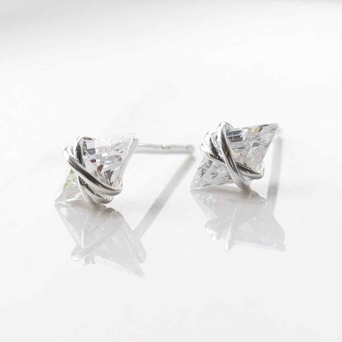 Sterling Silver Cubic Zirconia Wire Stud Earrings