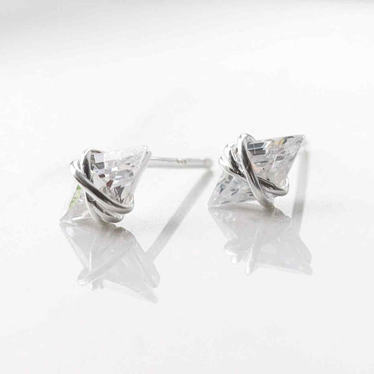 ML775 STERLING SILVER CUBIC ZIRCONIA WIRE STUD EARRINGS 3