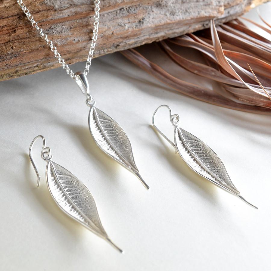 Sterling Silver Lanceolate Leaf Set