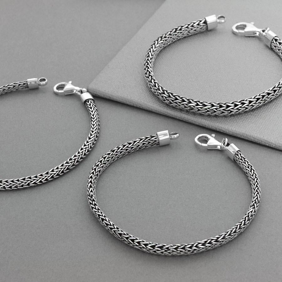 Sterling Silver Oval Snake Bracelet