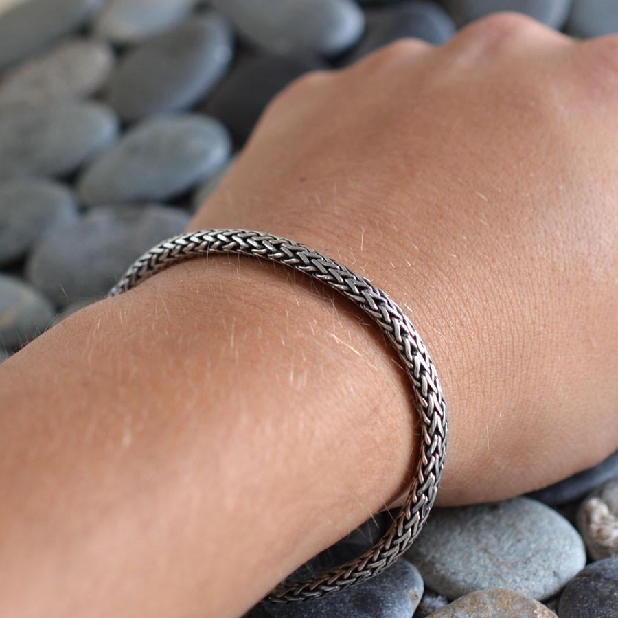Sterling Silver Oval Snake Bracelet
