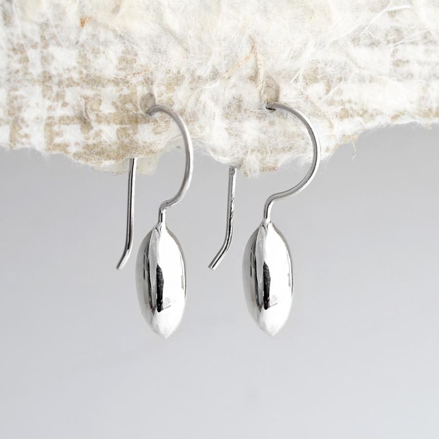 Sterling Silver Liquid Bean Drop Earrings