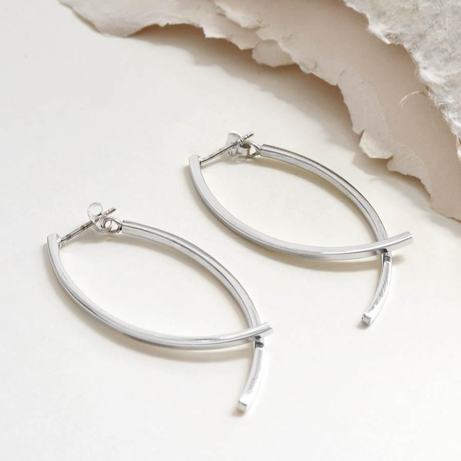 Sterling Silver Ribbon Bar Two Way Stud Earrings