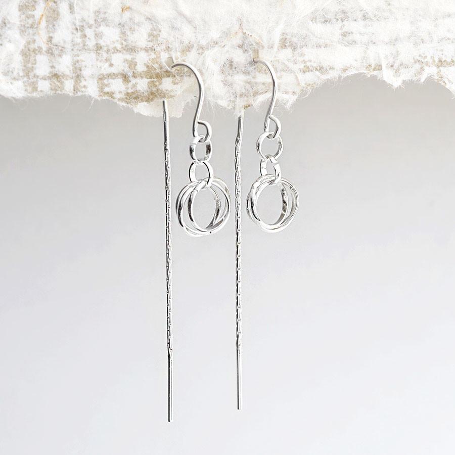 Sterling Silver Threader Chain Rings Earrings