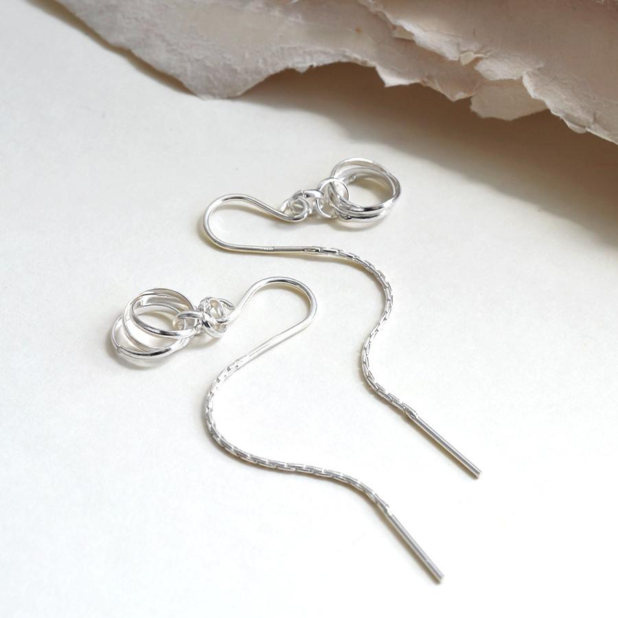 Sterling Silver Threader Chain Rings Earrings